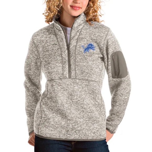 Tops - Detroit Lions Women’s Quarter Zip Pullover – Gray Knit – Size S